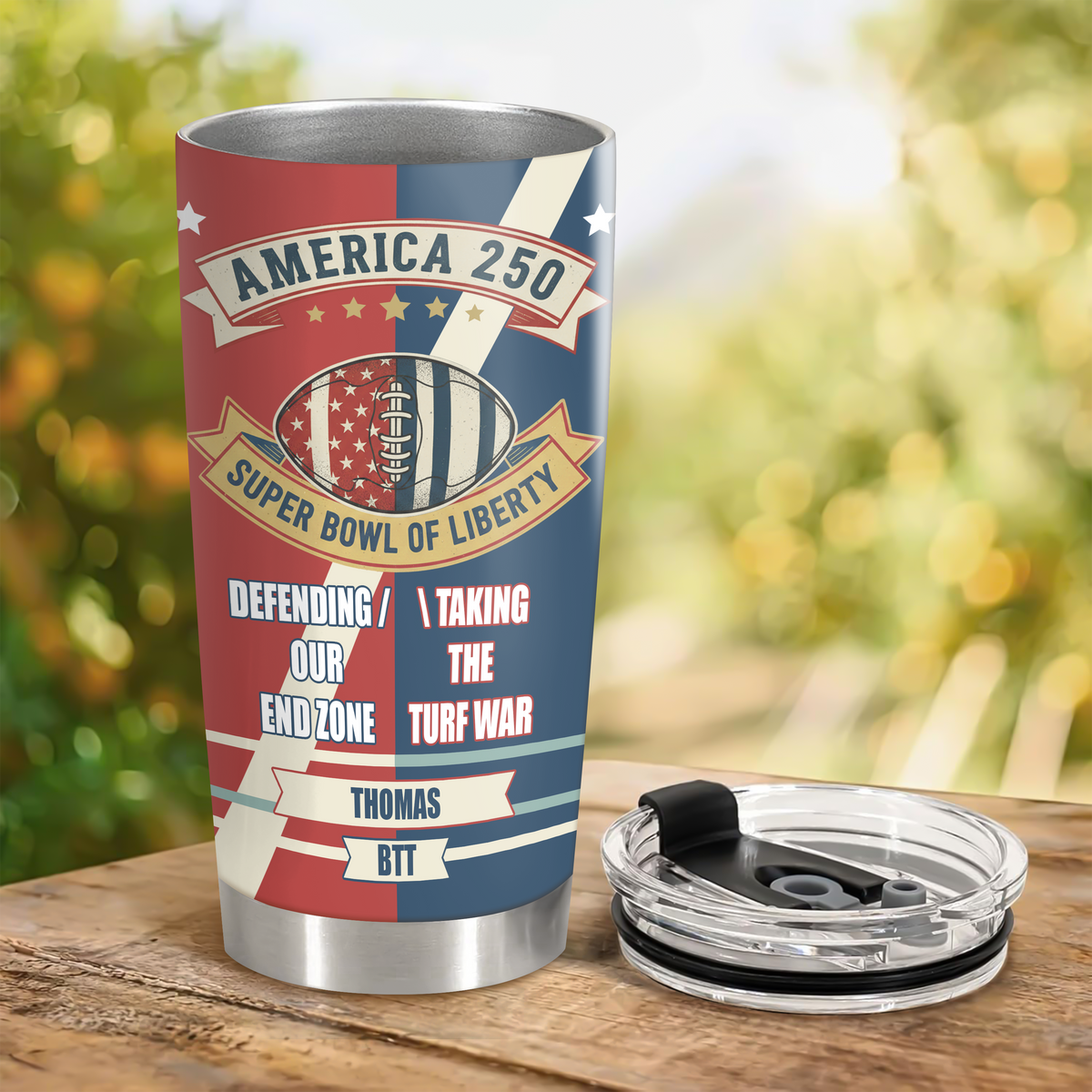 Personalized Name Super Bowl Of Liberty America 250 Football Giff Fat Tumbler LM32 897879