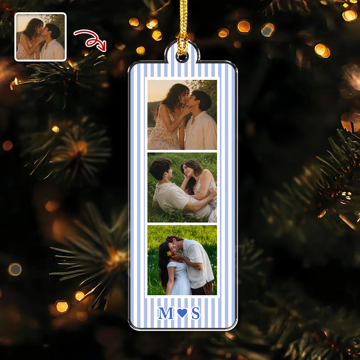 Custom Mini Photo Booth Strip Acrylic Ornament Personalized Couple Photos Gift CH07 180412