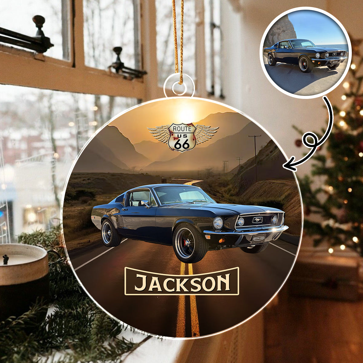 Vintage Route 66 - Personalized Car Photo Acrylic Ornament HA75 897254