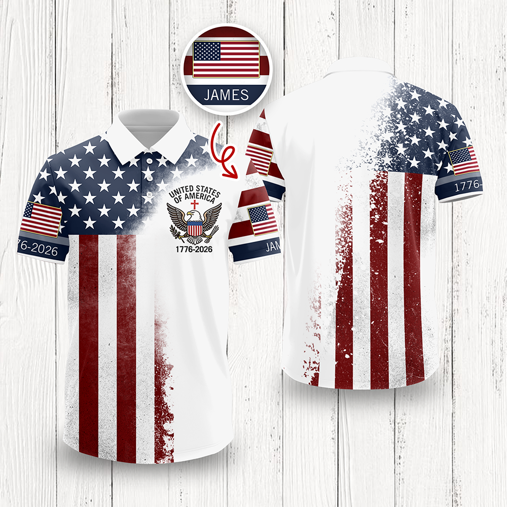 Custom Name 250th United States Of America 1776–2026 Anniversary Patriotic Polo Shirt HO82 901948