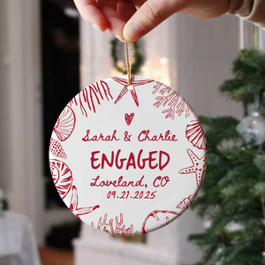 Personalized Beach Engaged Ceramic Ornament Gift For Newly Engaged LM32 895517