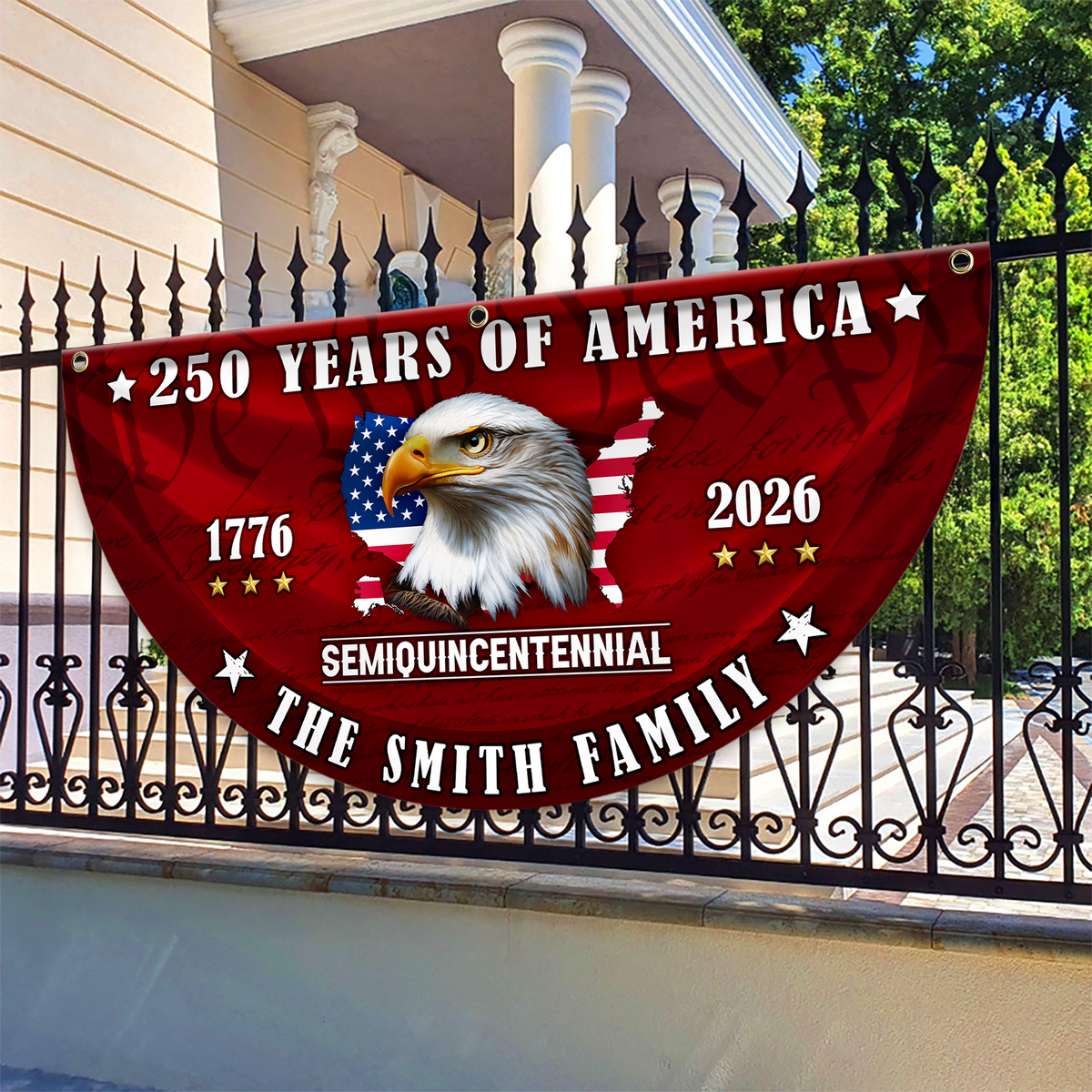 Custom Name 250 Years of America Flag Non-Pleated Fan Flag CH07 910578