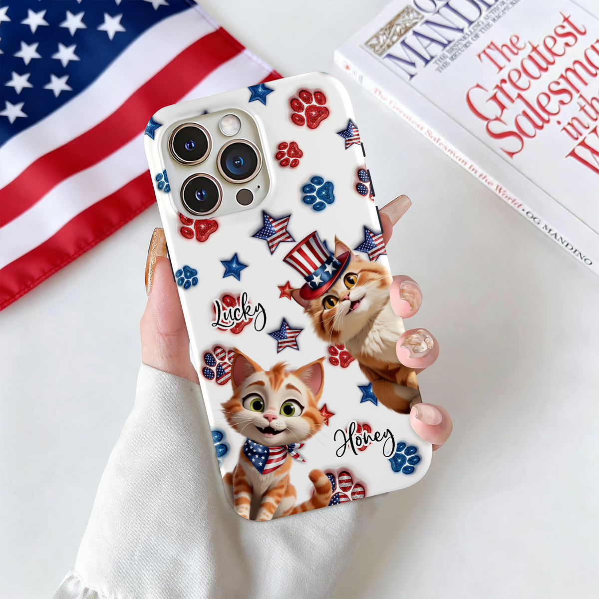 Custom 3D Cat US Flag Personalized Phone Case HA75 920322