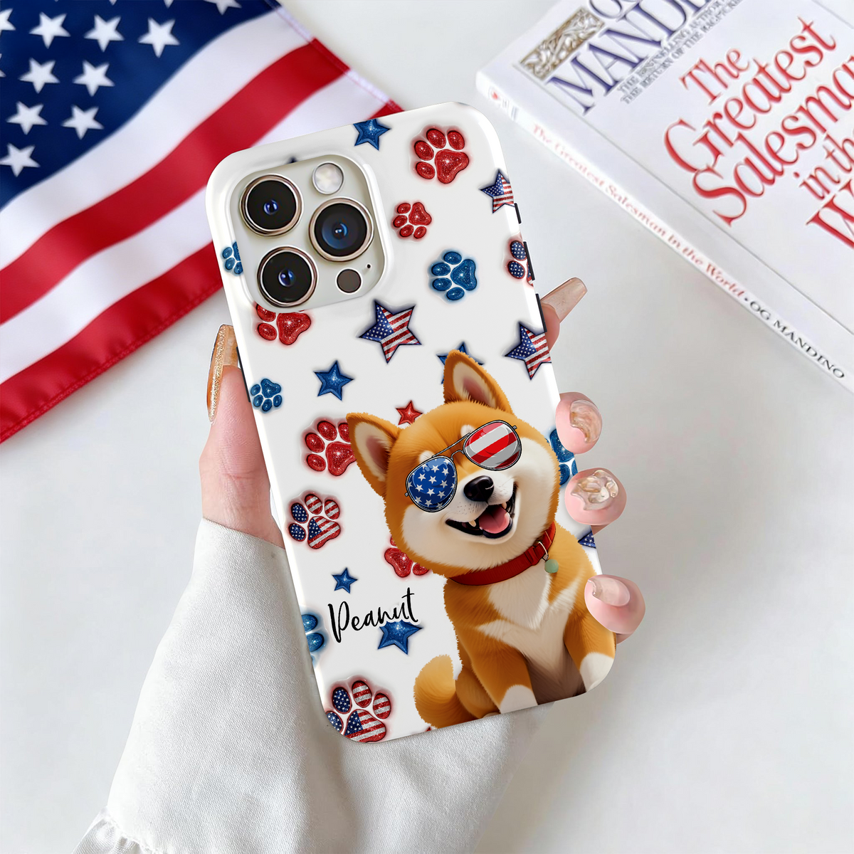 Custom 3D Dog US Flag Personalized Phone Case Custom 3D Dog US Flag Personalized Phone Case