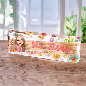 Personalized Teacher Acrylic Desk Name Plate Floral Pattern Gift for Teacher HA75 892624