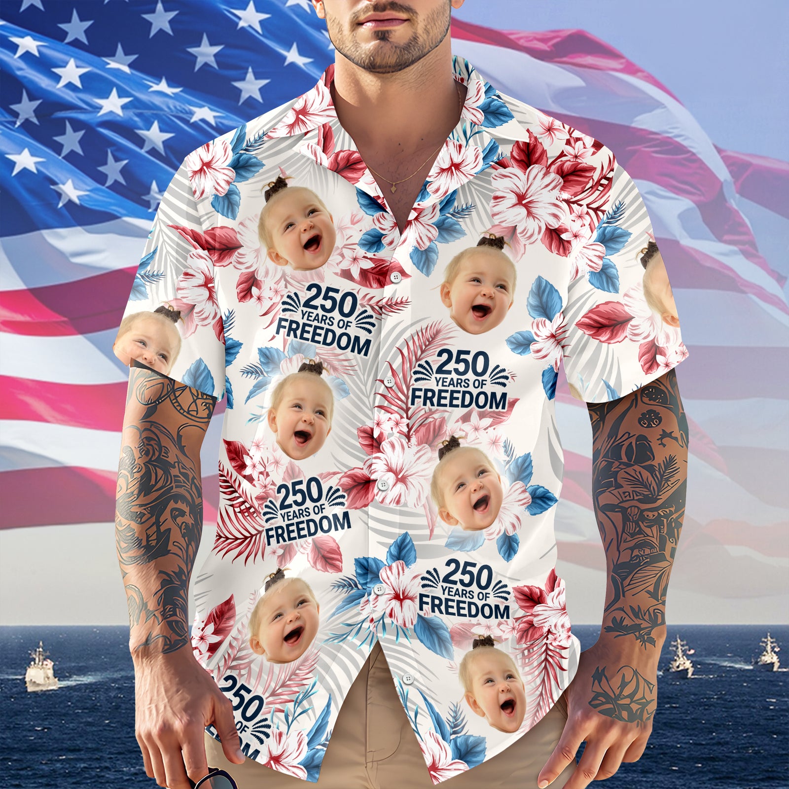 Custom Photo America 250 Years Of Freedom Anniversary Hawaiian Shirt HO82 902118