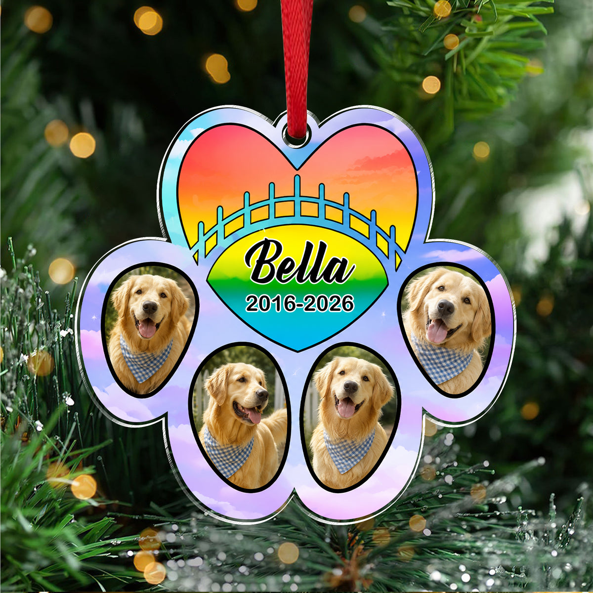 Personalized Dog Cat Photo In Memory Of Paw Acrylic Ornament, Pet Memorial Christmas Gift TH10 170887