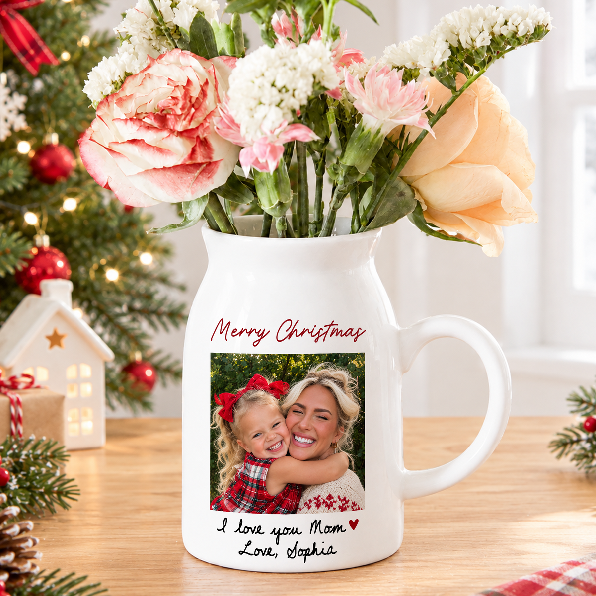 Custom Photo I Love You Mom Flower Vase Christmas Gift LM32 670045