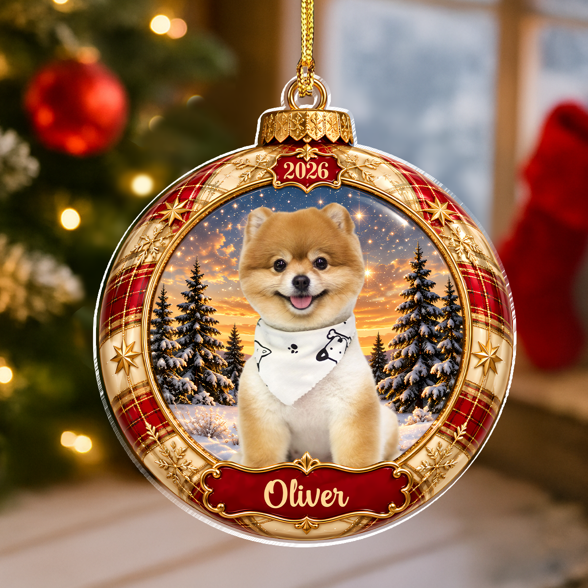 Custom Dog Cat Photo Acrylic Ornament Christmas Tree Decor HA75 919524