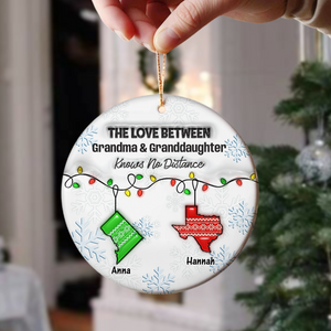 The Love Between Grandma & Granddaughter Knows No Distance - Personalized 3D Inflated Effect Ceramic Ornament Ch07 899340