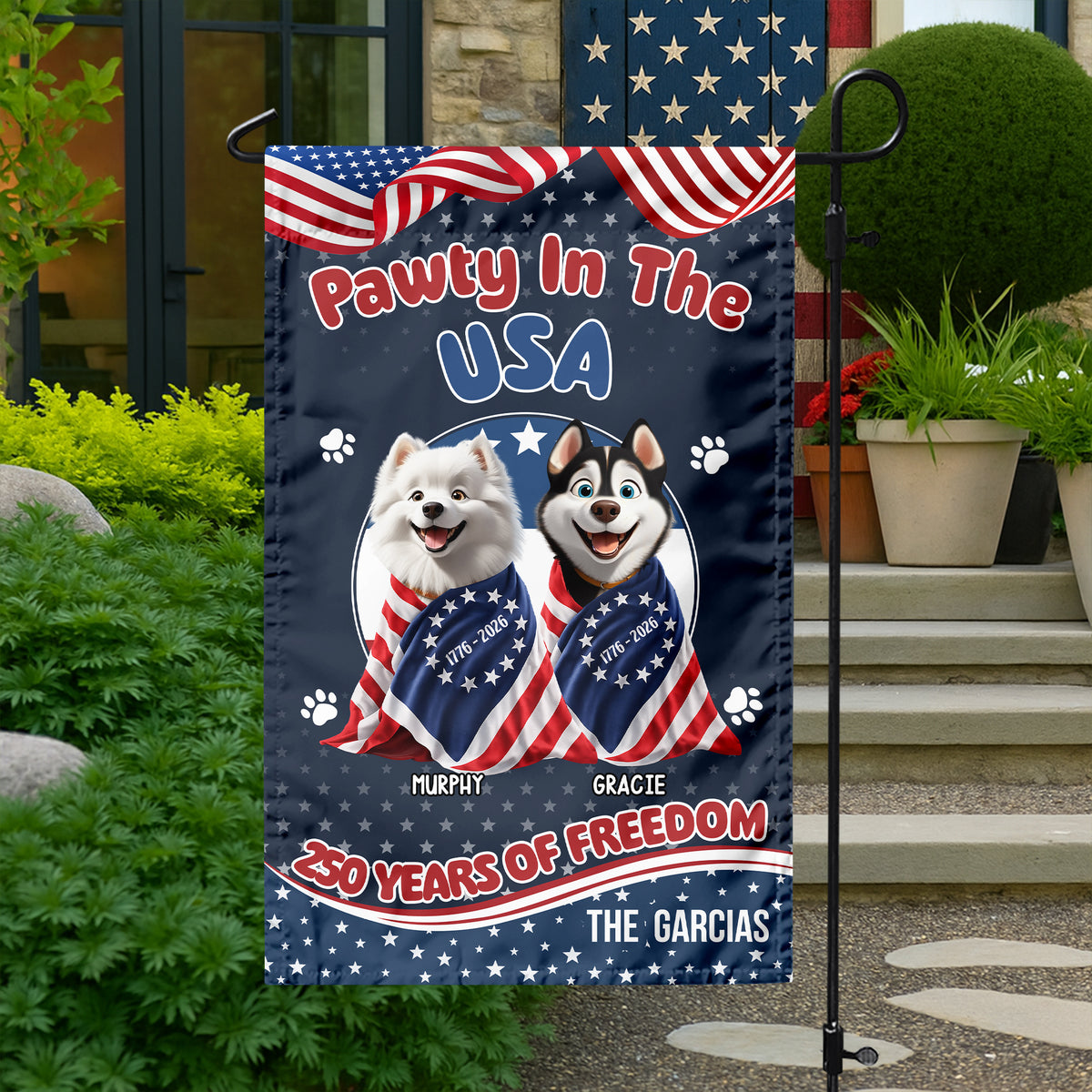 Personalized Pawty In The USA 250 Years Of Freedom Dog Garden Flag HA75 920300