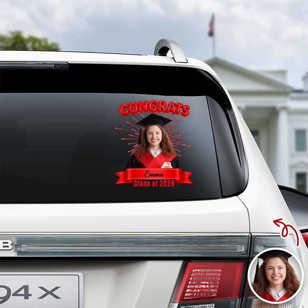 Custom Photo Class Of 2026 Graduation Car Window Decal Sticker HA75 920436