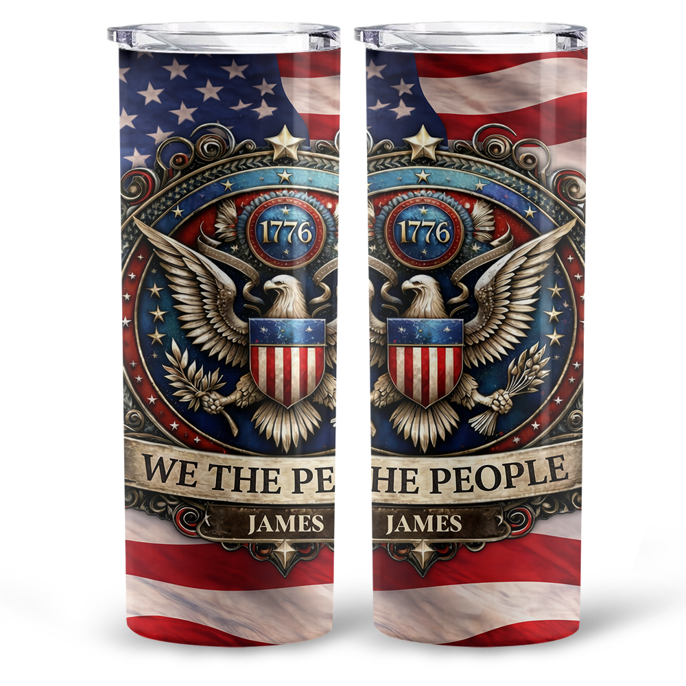 Custom Name We The People American 250 Eagle Flag Skinny Tumbler LM32 899055