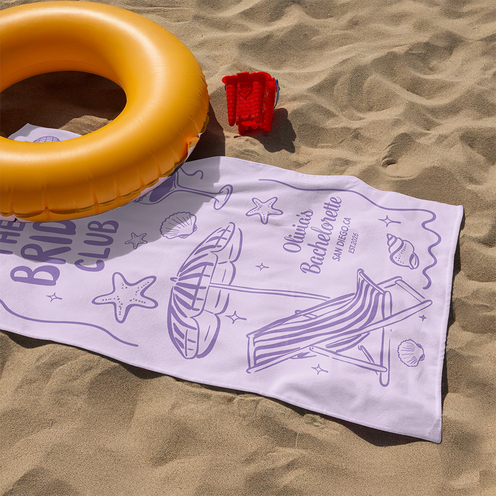 Personalized Bachelorette Beach Towel – Bridesmaids & Girls Trip Custom Towel Gift CH07 911010