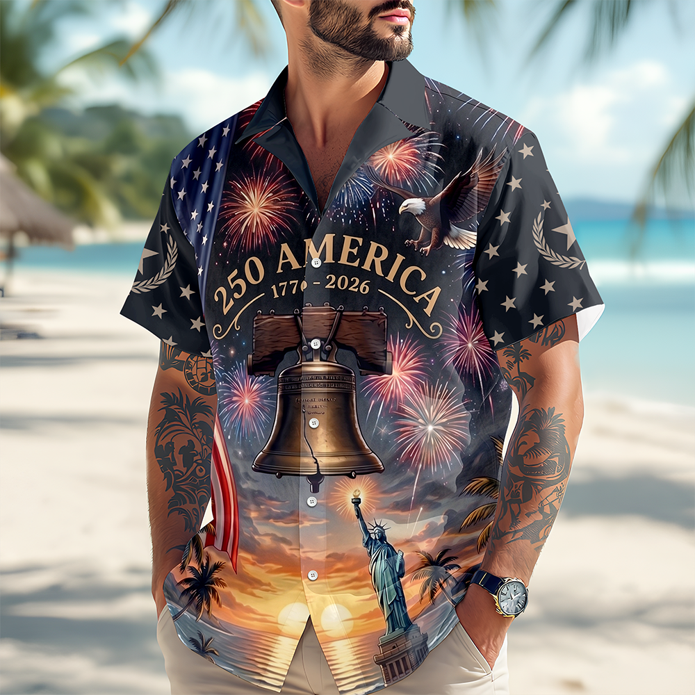 Personalized US 250th Anniversary 1776-2026 Liberty Bell Patriotic Hawaiian Shirt LM32 669359