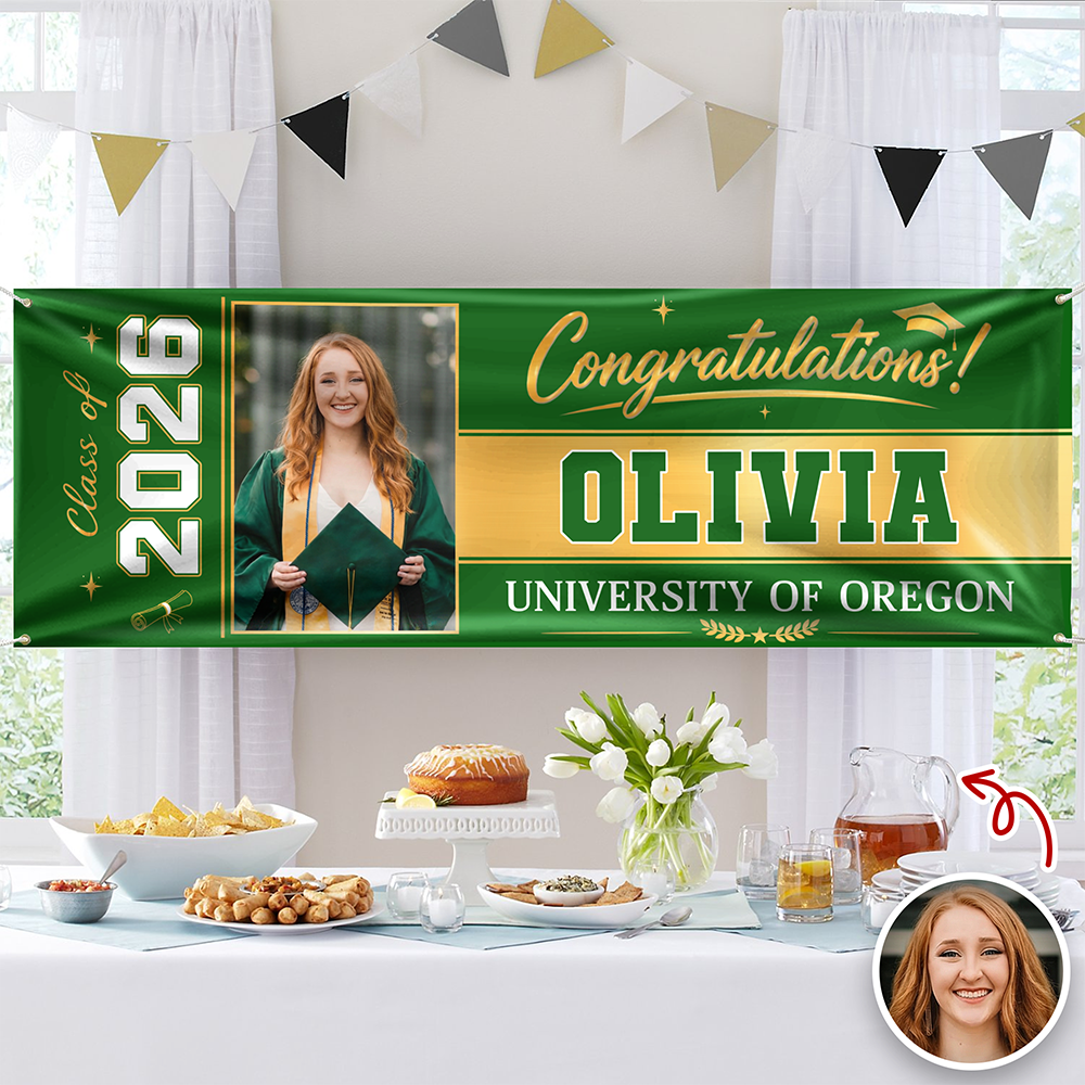 Custom Photo Class of 2026 Congrats Graduation Banner Party Decor HA75 921246