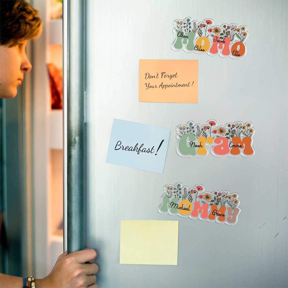 Custom Grandkids Names Grandma Floral Acrylic Fridge Magnet, Personalized Family Keepsake HA75 920672