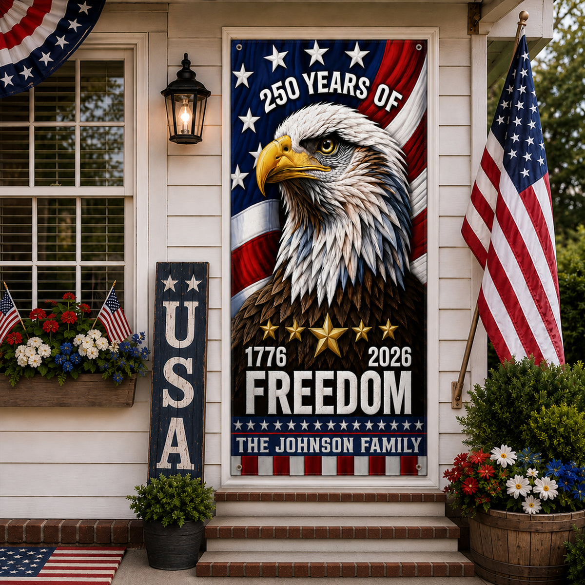 Custom Family Name 250 Years Of Freedom America 1776-2026 Eagle Door Cover CH07 911804