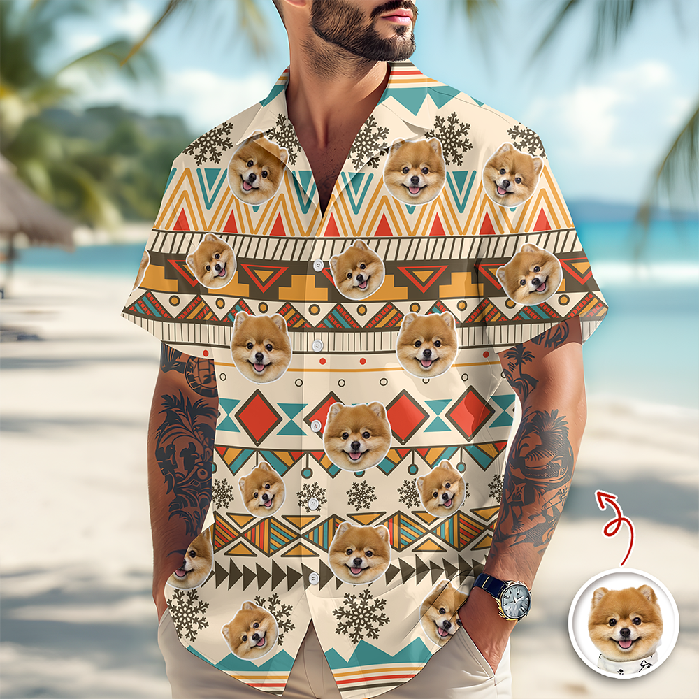 Custom Photo With Aboriginal Pattern Dog Hawaii Shirt CH07 911118