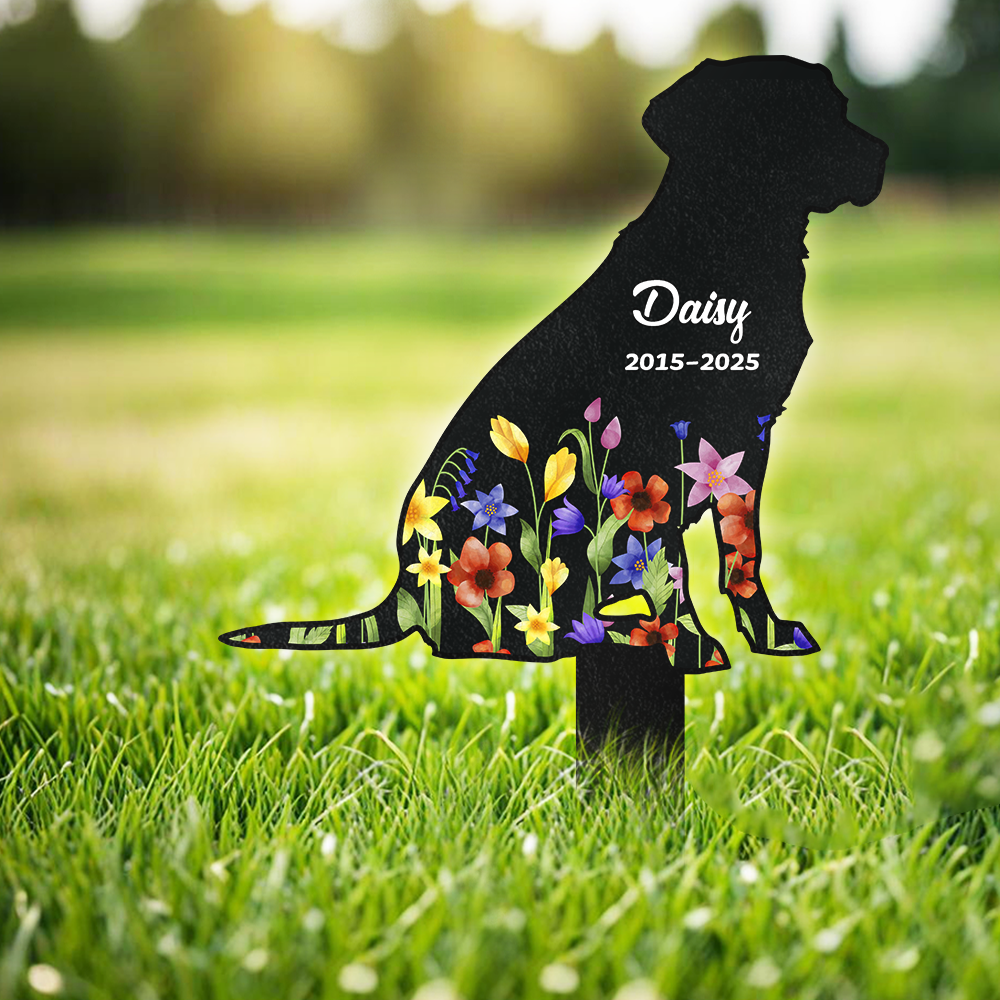 Custom Floral Dog Name Memorial Garden Stake TH10 894119