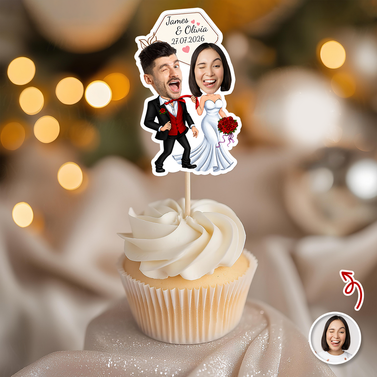 Custom Couple Photo Wedding Cupcake Toppers Bridal Shower Party Decor, Wedding Keepsake Gift LM32 669659
