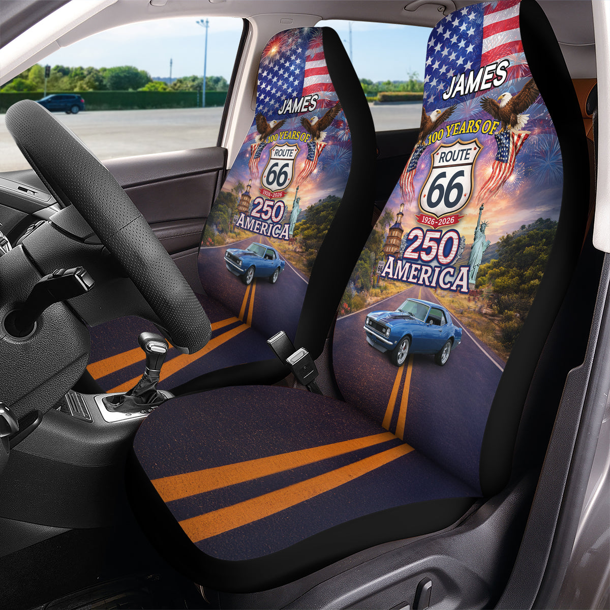 Custom Car Photo Celebrate 100 Years of Road Route 66 America 250th Anniversary Car Seat Cover HO82 902088