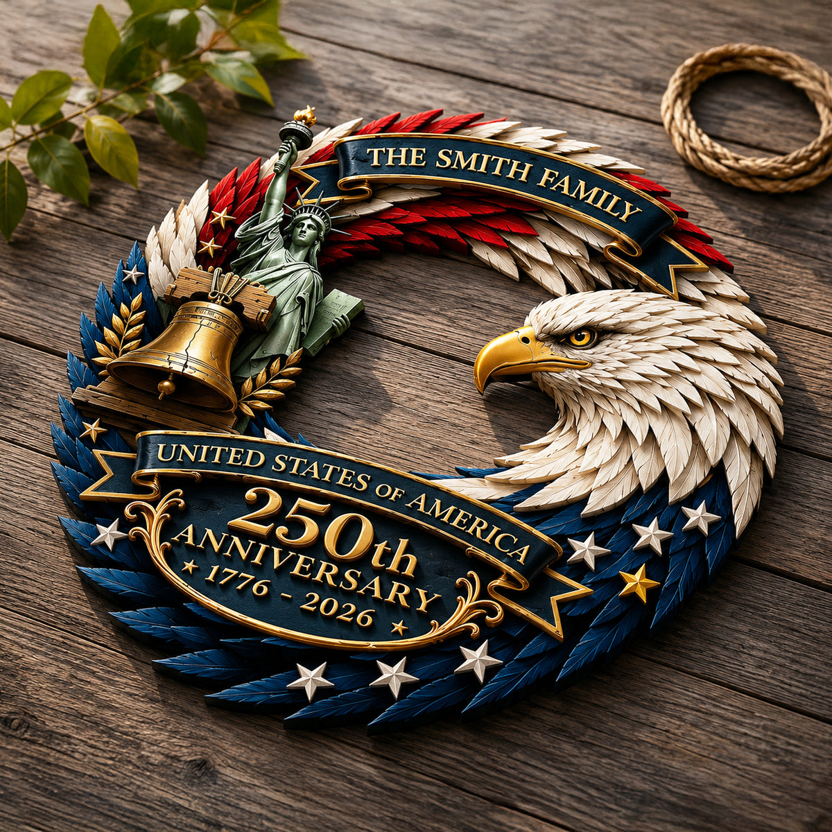 Personalized America 250th Anniversary, 1776-2026 Patriotic Door Sign TH10 170151