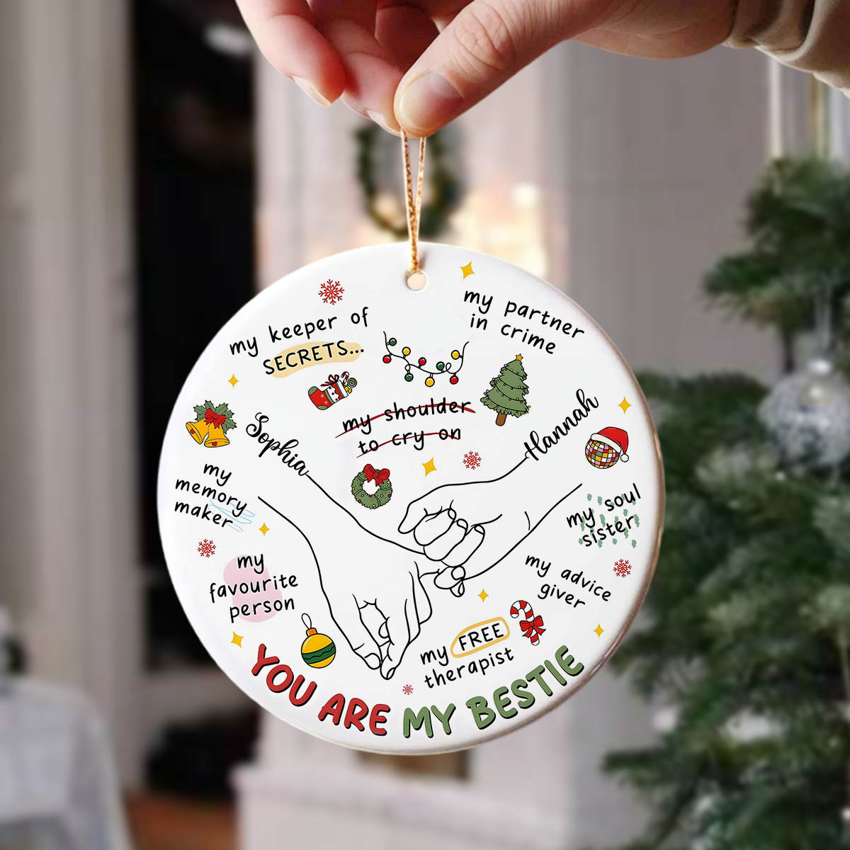 You're My Bestie Personalized Ceramic Ornament Gift For Sister Besties BFF TH10 894855