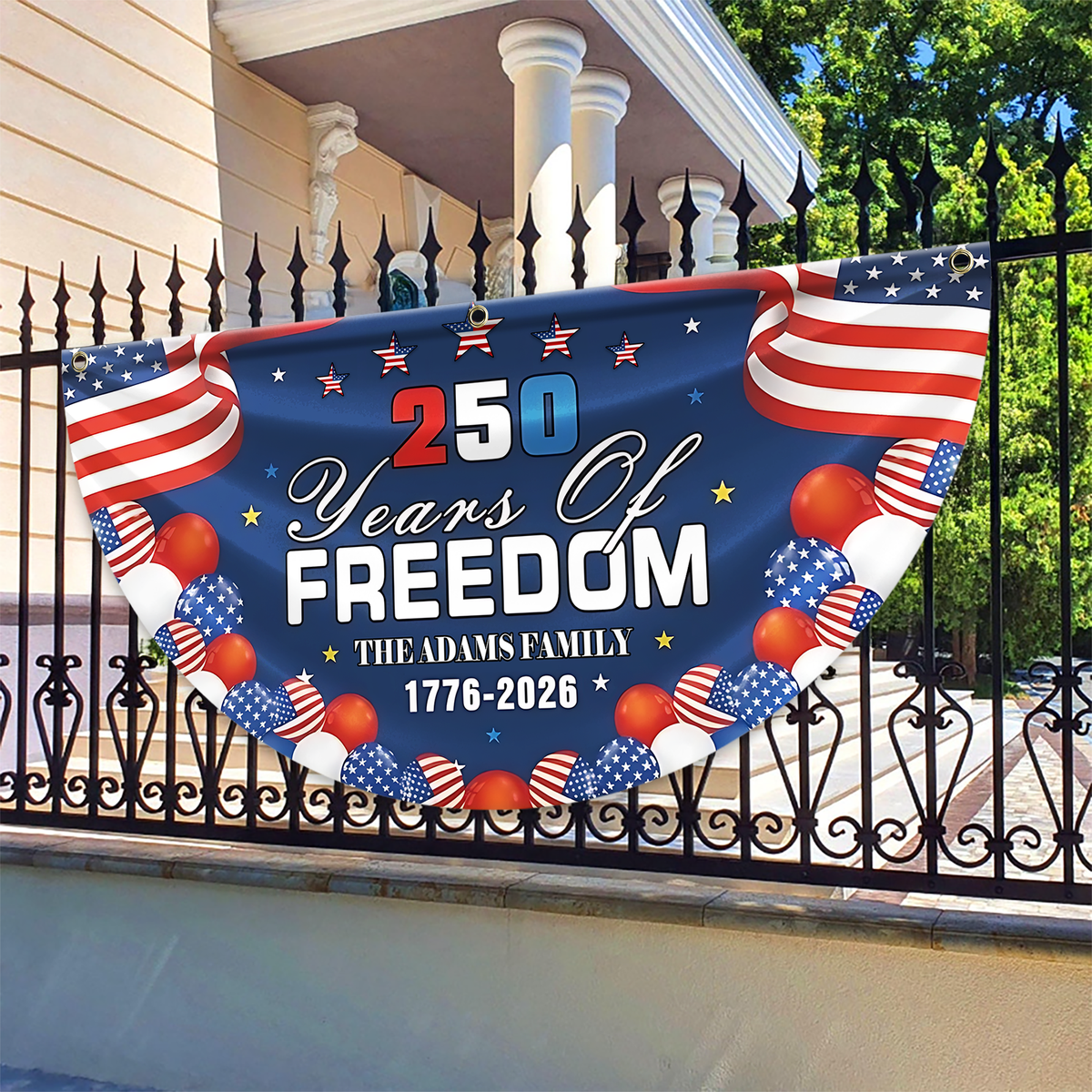 Custom Family Name 250 Years Of Freedom Non-Pleated Fan Flag TH10 169333