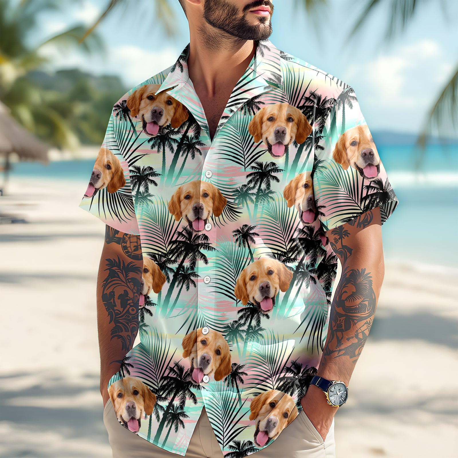 Custom Dog Photo Tropical Summer Hawaii Shirt - Gift for Dog Lovers HO82 902400