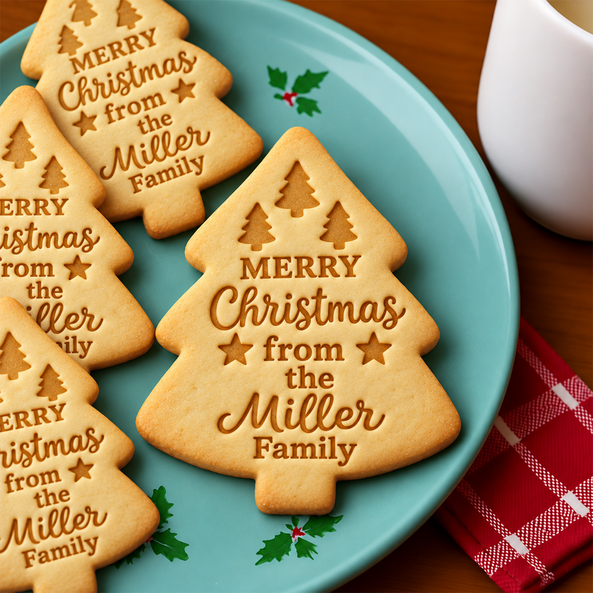 Custom Family Name Christmas Tree Shaped Cookie Stamp HO82 904166