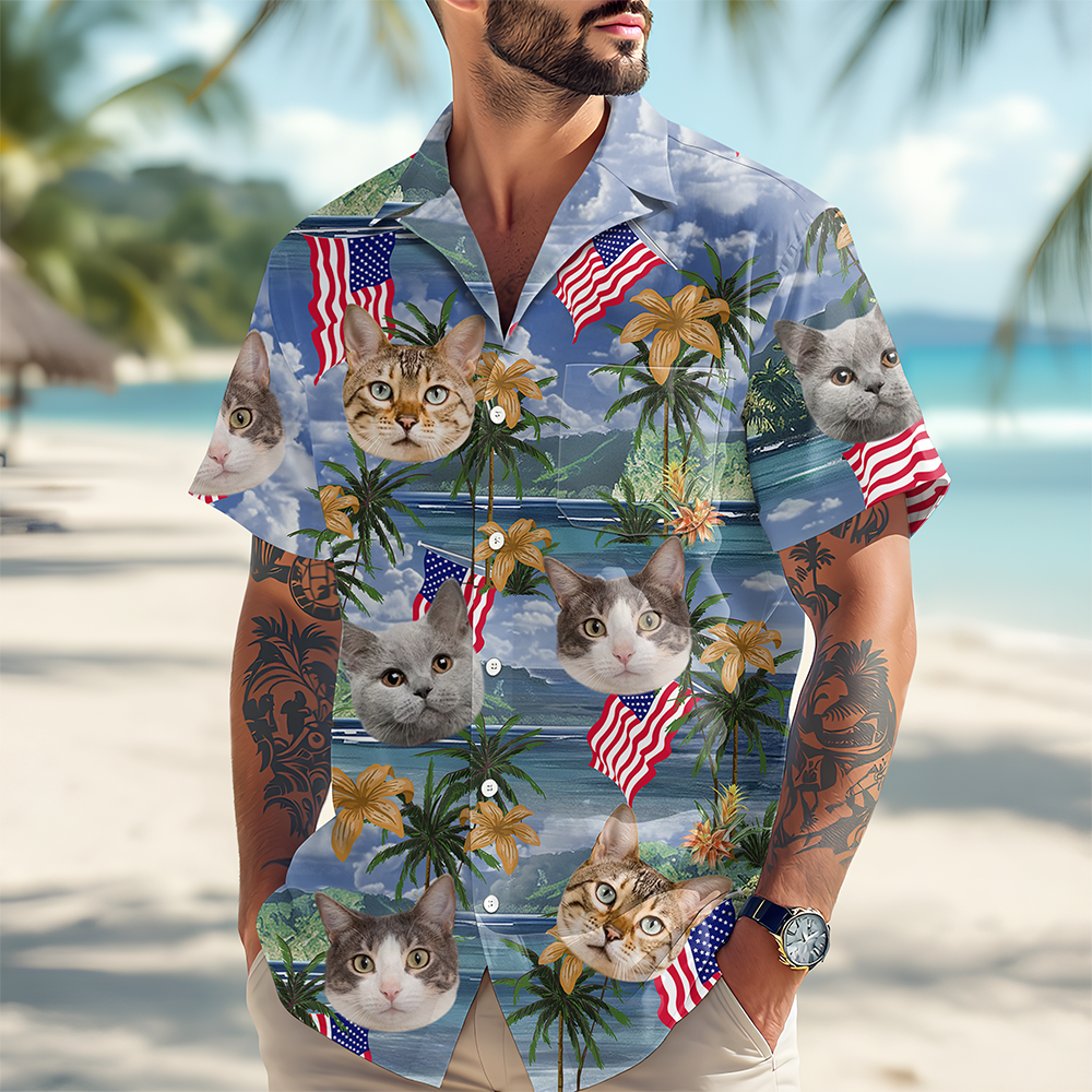 Custom Photo My American Spirit Hawaiian Shirt - Gift For Family Members, Pet Owners, Pet Lovers LM32 893639