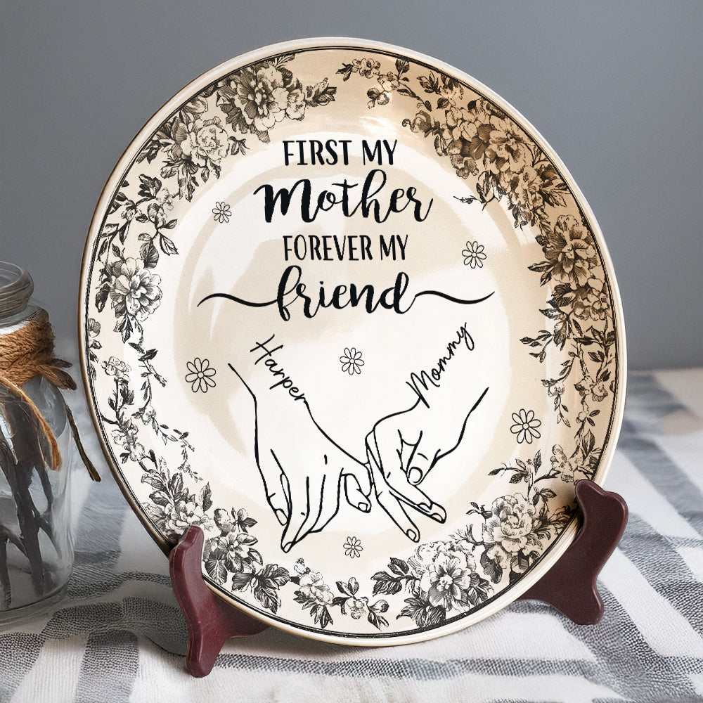 First Mother Forever Friend Personalized Chinoiserie Toile De Jouy Style Ceramic Plate Gift For Mom HA75 892650