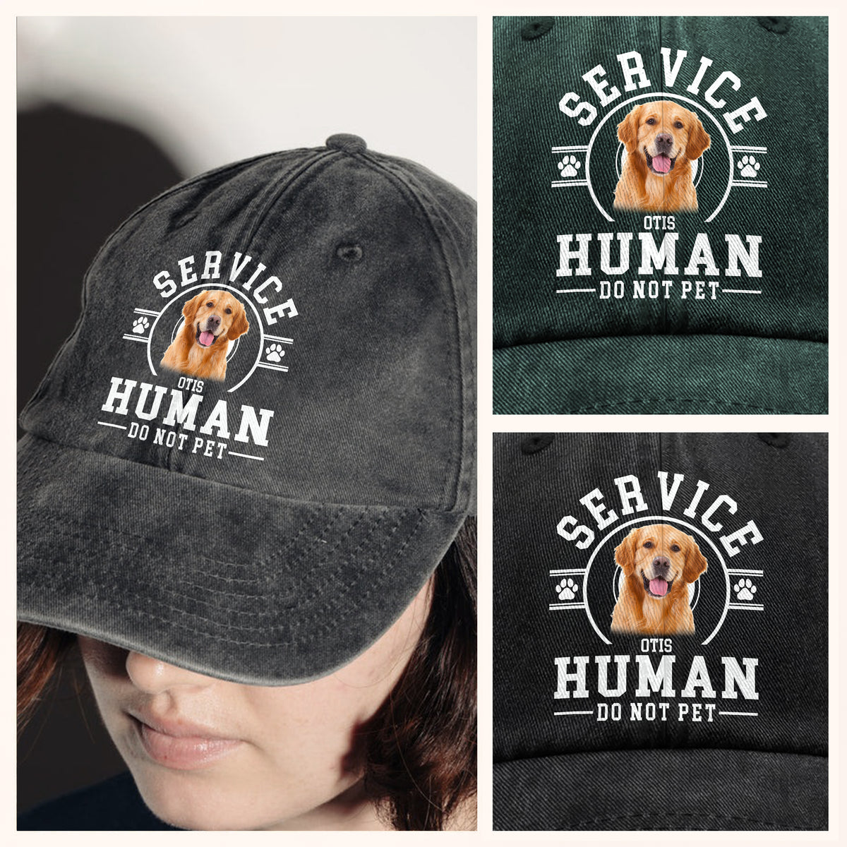 Custom Photo Service Human, Do Not Pet Washed Denim Baseball Cap HA75 892830