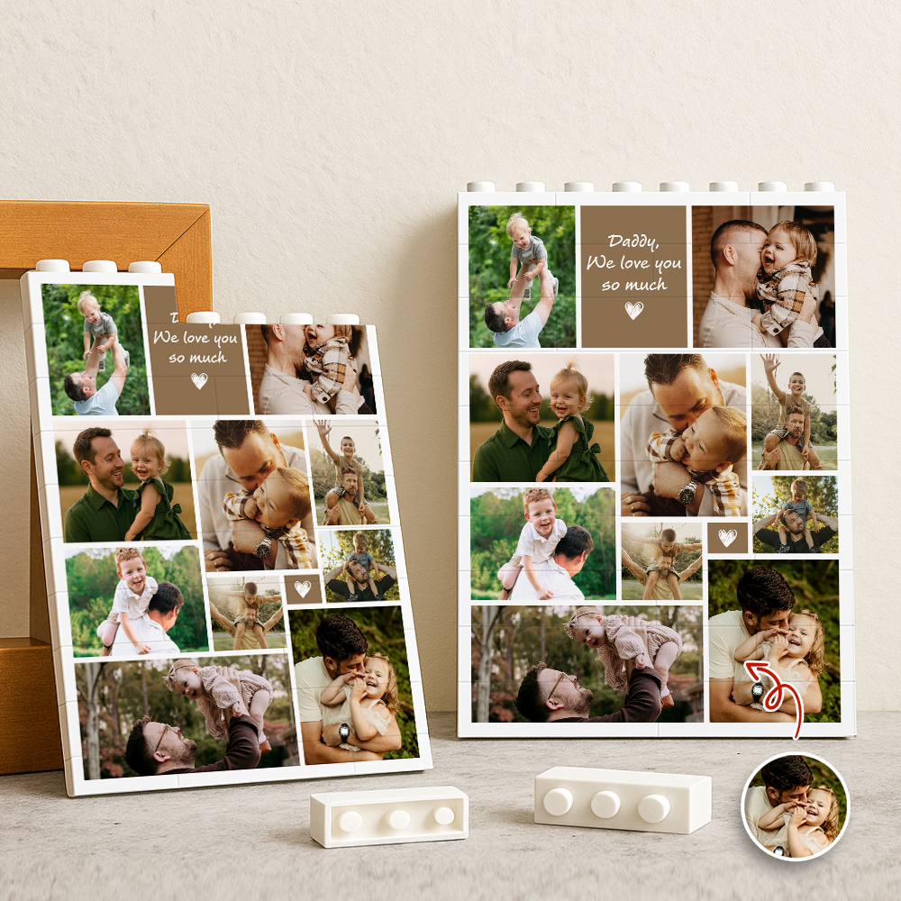 Personalized Daddy We Love You Photo Collage Building Brick Puzzle Gift CH07 911542