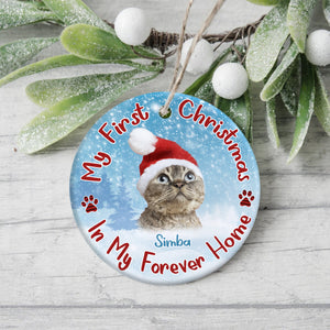 Custom Cat Photo My First Christmas In My Forever Home Christmas Ceramic Ornament CH07 896598