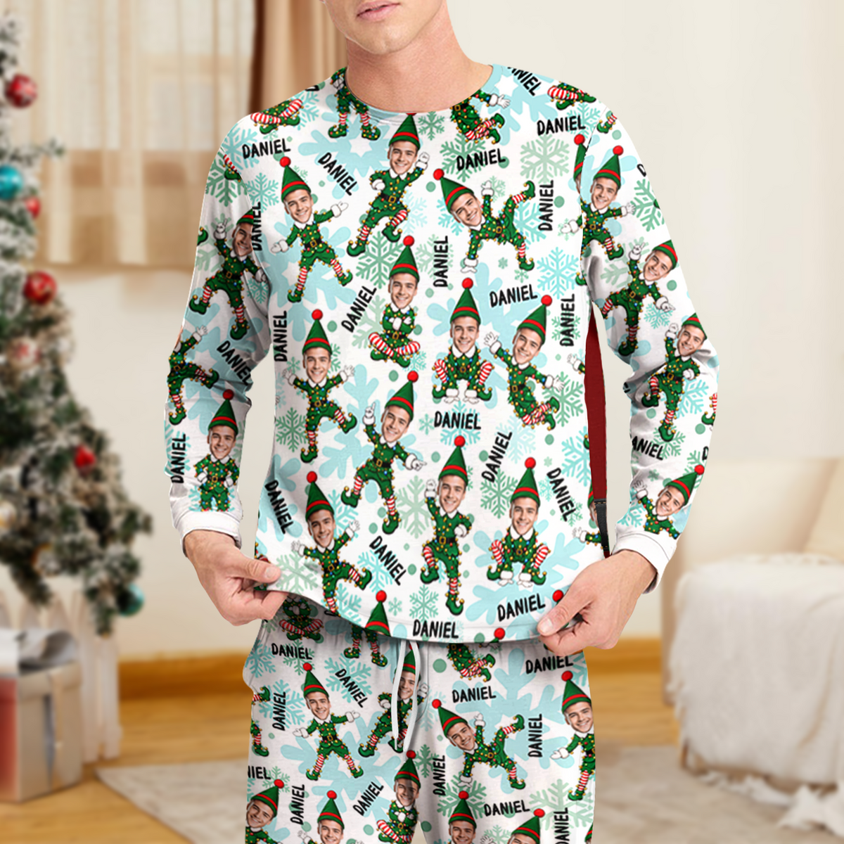 Personalized Face Christmas Elf Sleepwear Funny Holiday Gift HO82 904062