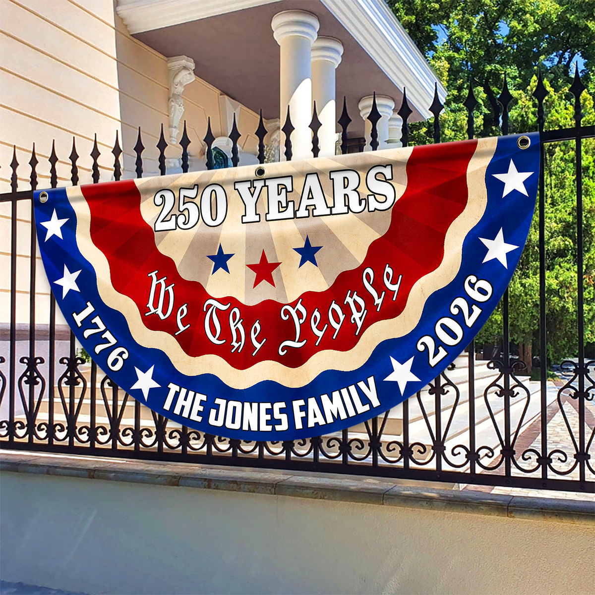 Custom Family Name 250 Years We The People Non-Pleated Fan Flag CH07 911688