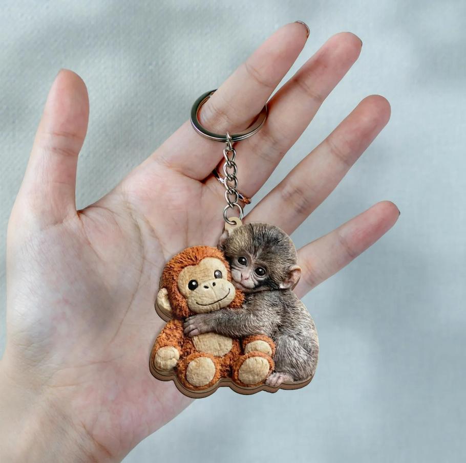 Baby Punch Monkey Wood Keychain CH07 910866
