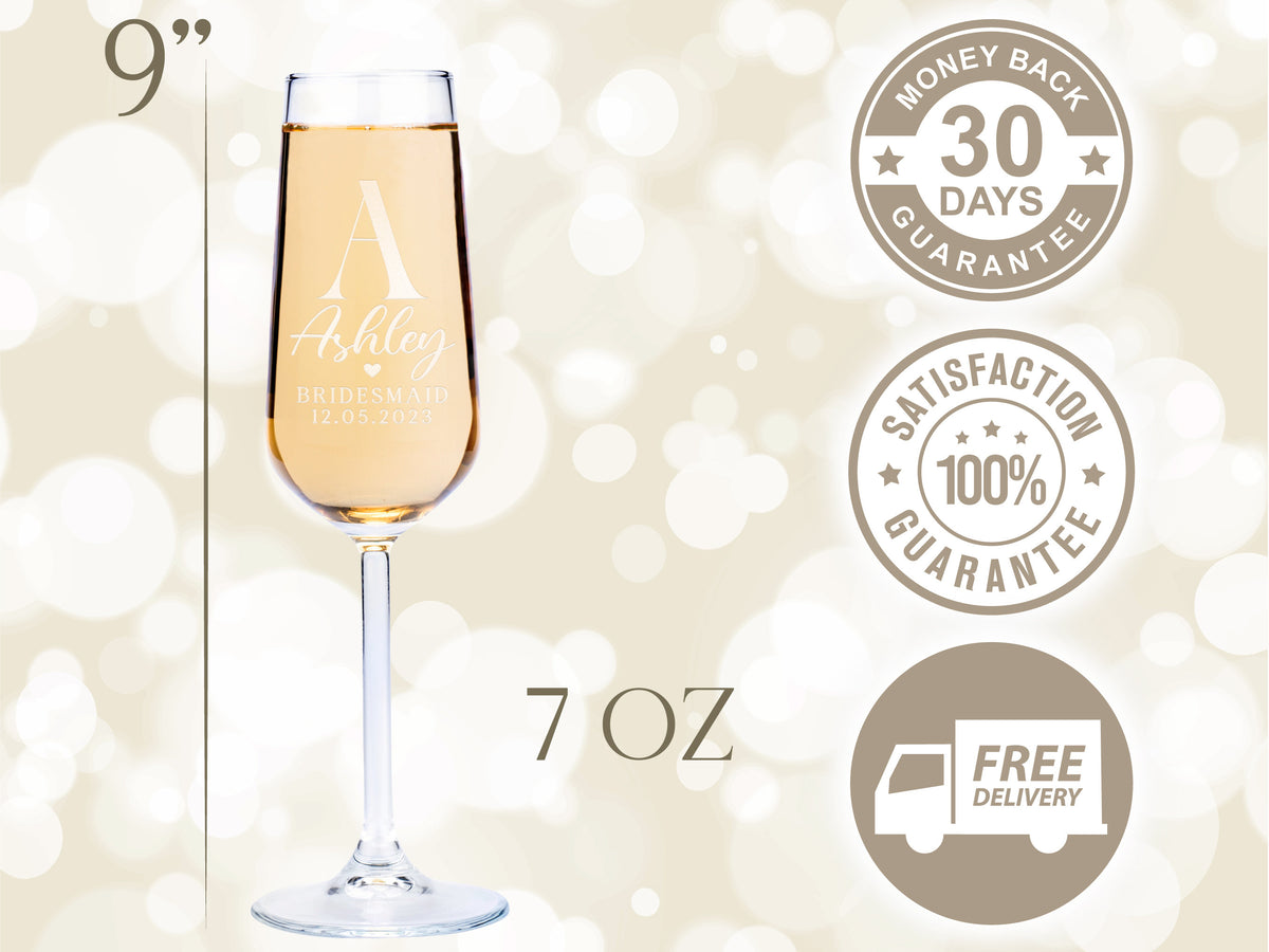 Personalized Champagne Flutes Glass For Bachelorette, Wedding, Bridesmaid Party LM32 899817