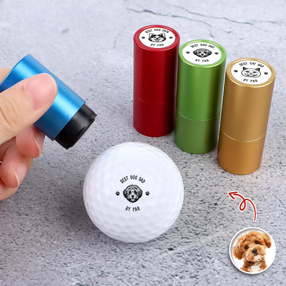 Custom Photo Best Dog Dad, Cat Dad By Par Golf Ball Stamp Box Gift for Golfer HA75 898520
