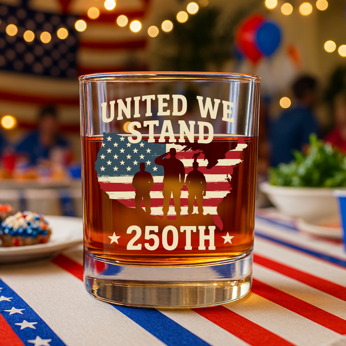 United We Stand 250th Anniversary USA Veteran Whiskey Glass HA75 897310