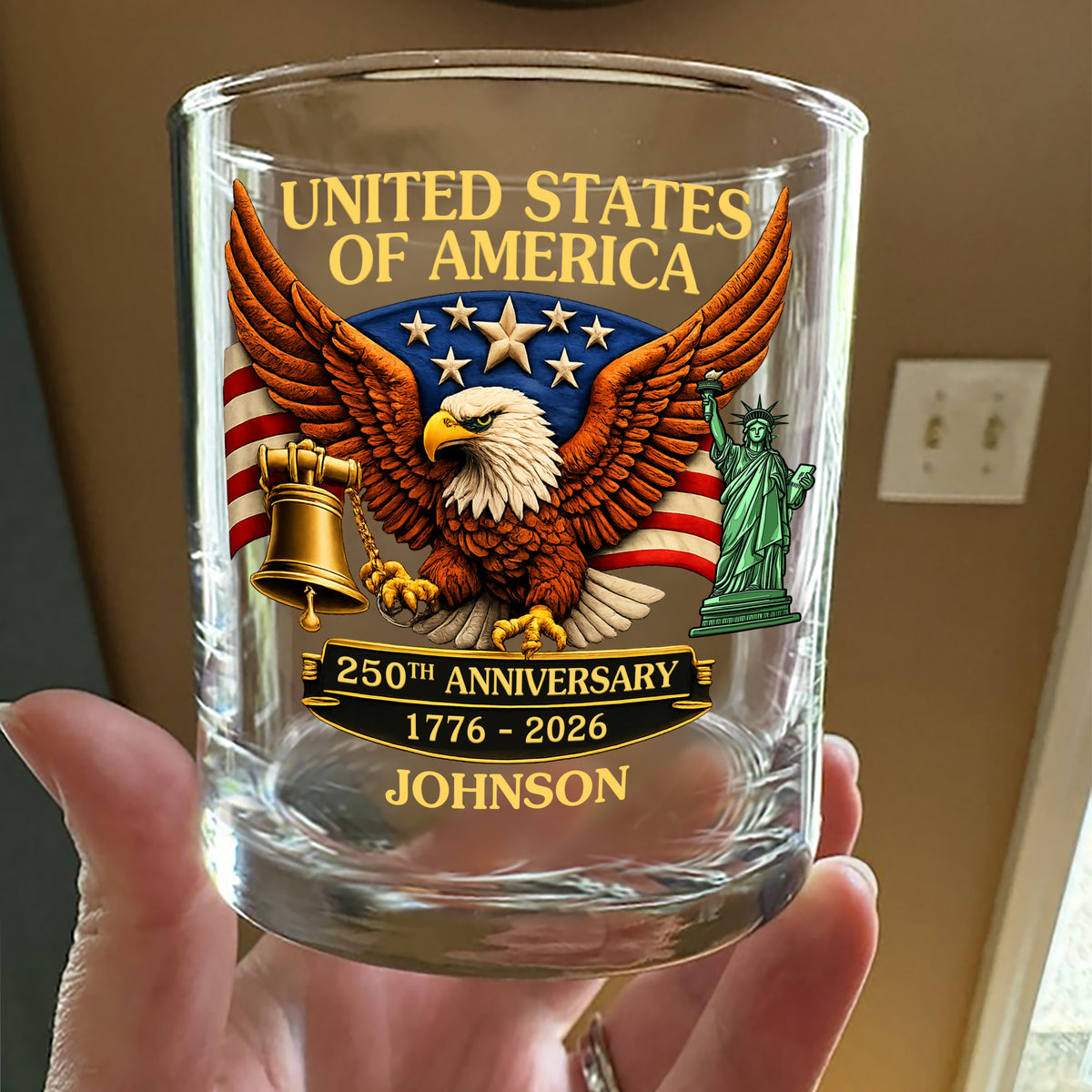 Custom Name United State Of America 250th Anniversary Whiskey Glass TH10 898691