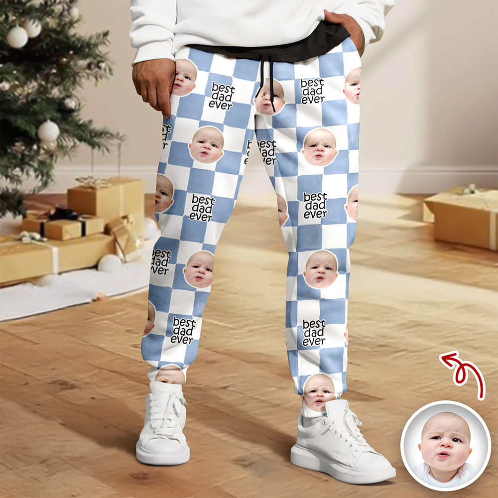 Custom Baby Face Best Dad, Mom Ever Retro Sweatpants - Gift for Parents, Father's Day LM32 669009