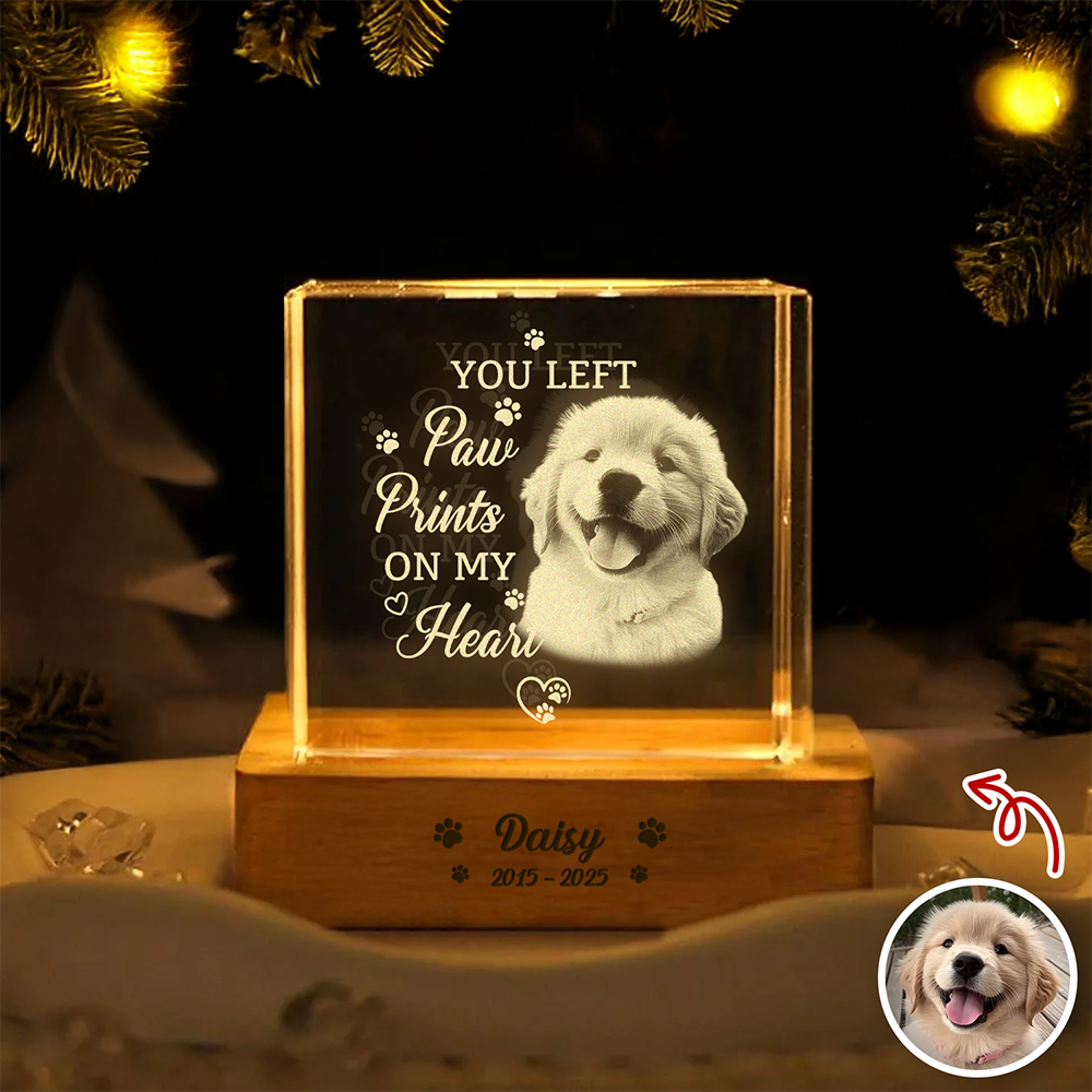 Custom Photo Memorial Once By My Side Forever In My Heart Engraved Crystal Photo With Light CH07 910082