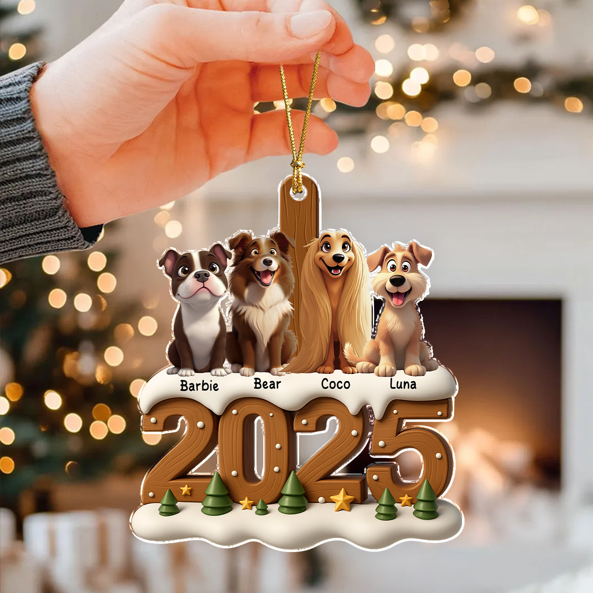 Xmas With Dog Acrylic Ornament Personalized Gift For Christmas HO82 900116
