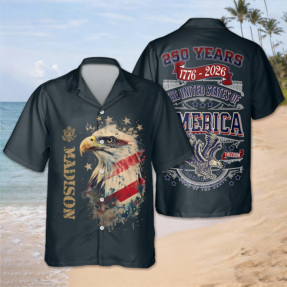 Custom Name 250 Years 1776-2026 American Eagle Freedom Hawaii Shirt TH10 169567