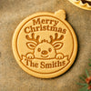 Personalized Family Name Christmas Cookie Stamp – Cute Penguin, Snowman & Reindeer Holiday Baking Stamp CH07 181096