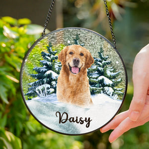 Custom Photo Dog Stained Glass Suncatcher For Christmas HA75 897056