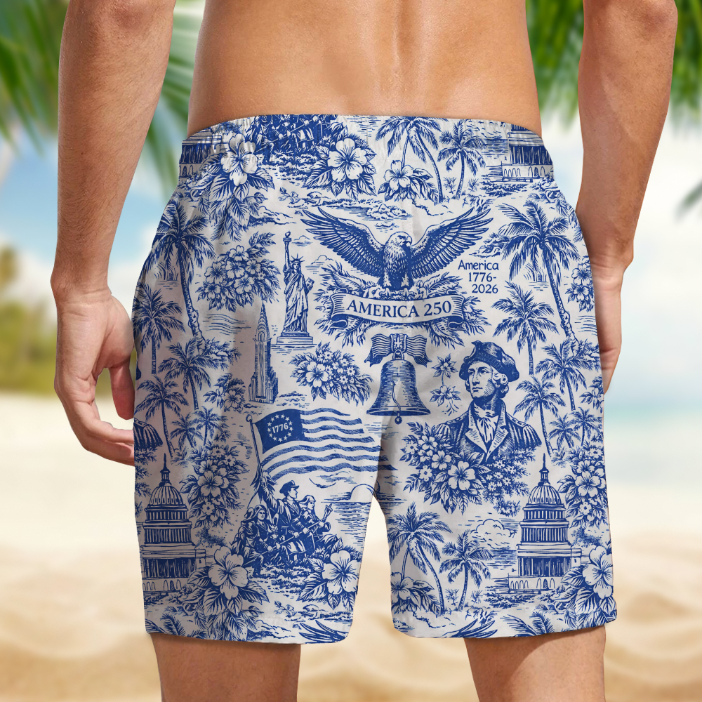 America 250 1776-2026 Toile De Jouy Style Beach Short TH10 169341
